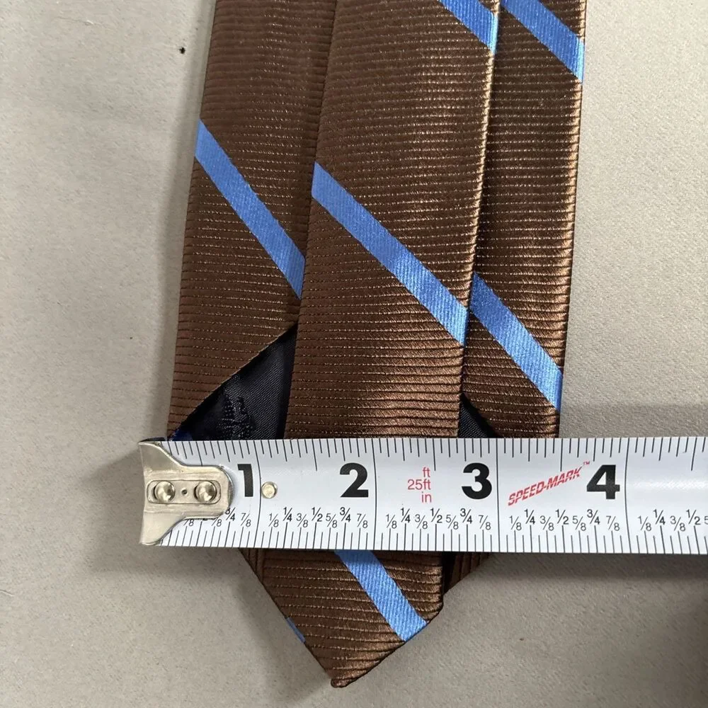 NWT Brooks Brothers‎ “346” Tie Dark Bronze Blue Stripe L:57” W:3.5”